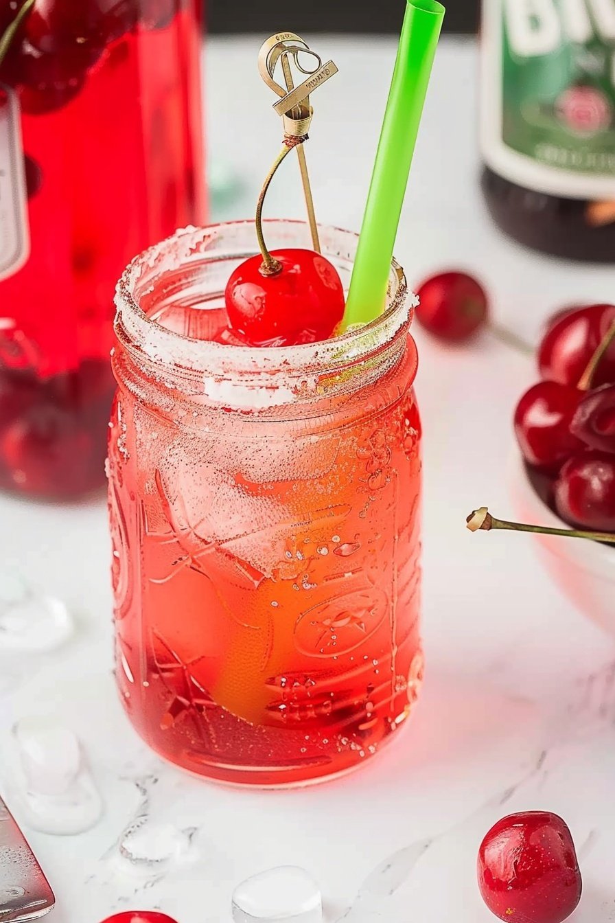 Cherry Fizz Mocktail: A sparkling ruby delight.