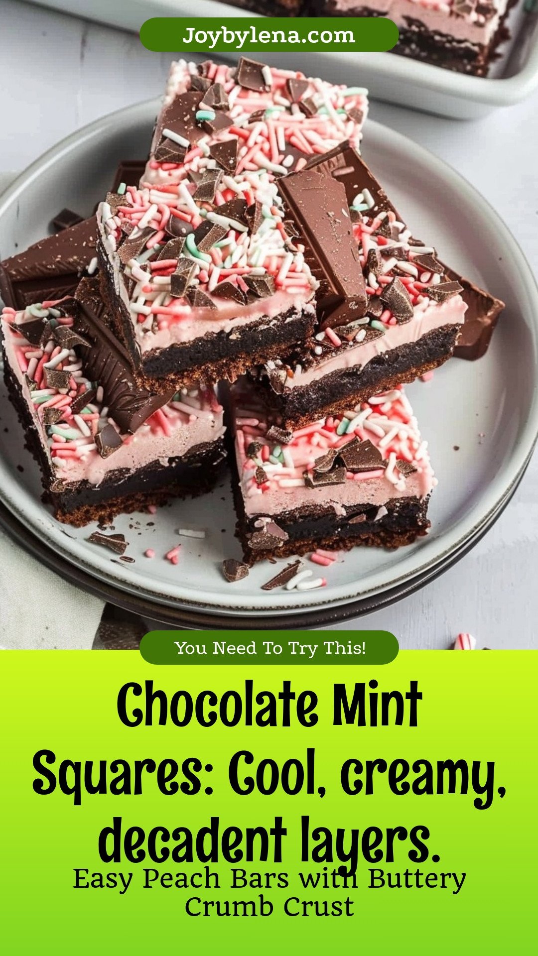Chocolate Mint Squares: Cool, creamy, decadent layers.