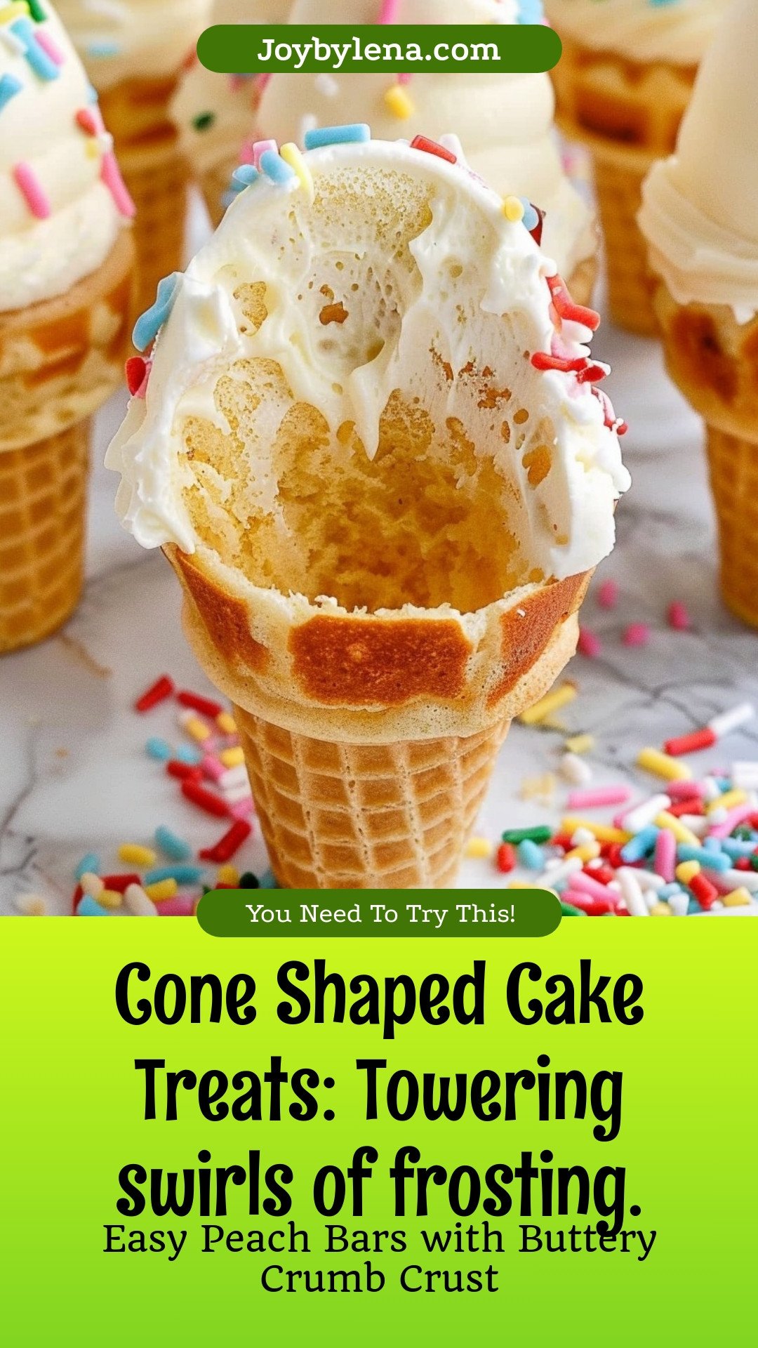 Cone Shaped Cake Treats: Towering swirls of frosting.