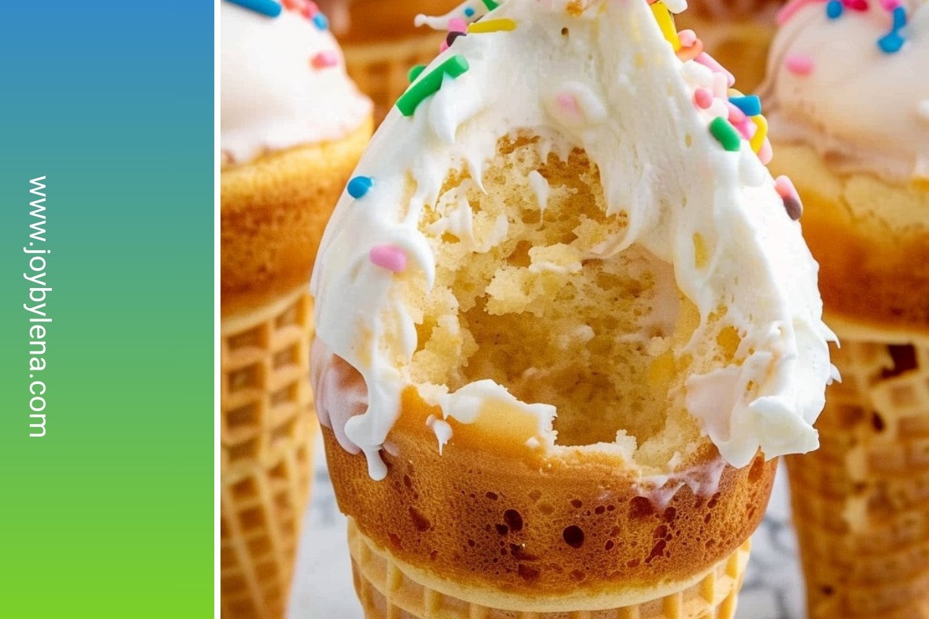 Cone Shaped Cake Treats: Towering swirls of frosting.: