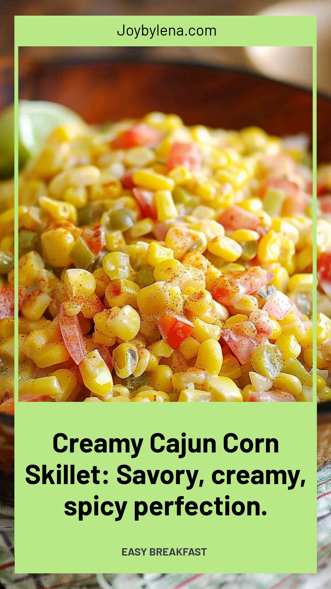 Creamy Cajun Corn Skillet: Savory, creamy, spicy perfection.
