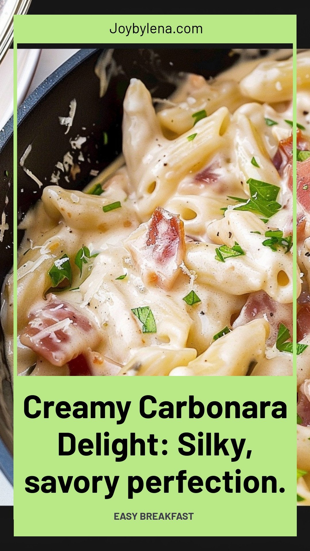 Creamy Carbonara Delight: Silky, savory perfection.