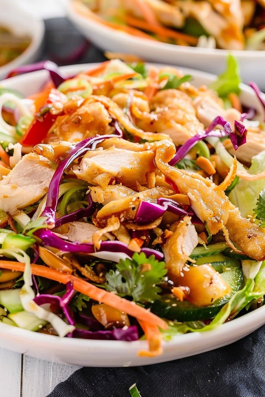 Crispy Asian Chicken Salad: Savory Crunch with Zesty Tang