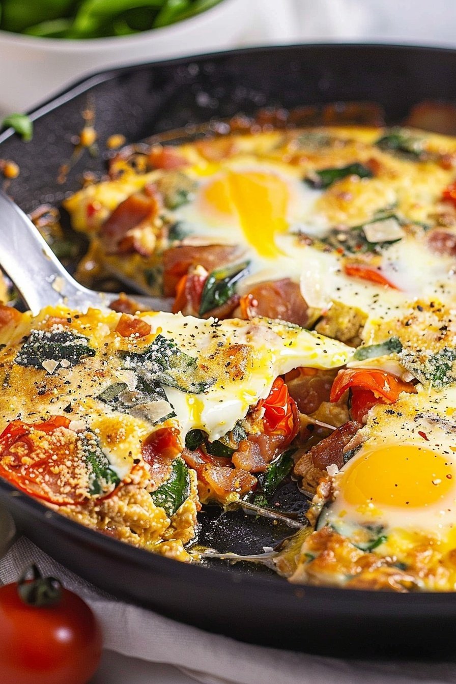 Easy Baked Breakfast Eggs: Golden yolks, fluffy perfection.