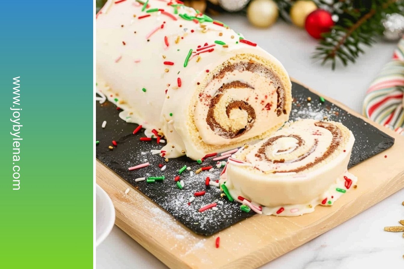 Festive Yule Log Slice: Decadent chocolate spiral perfection: