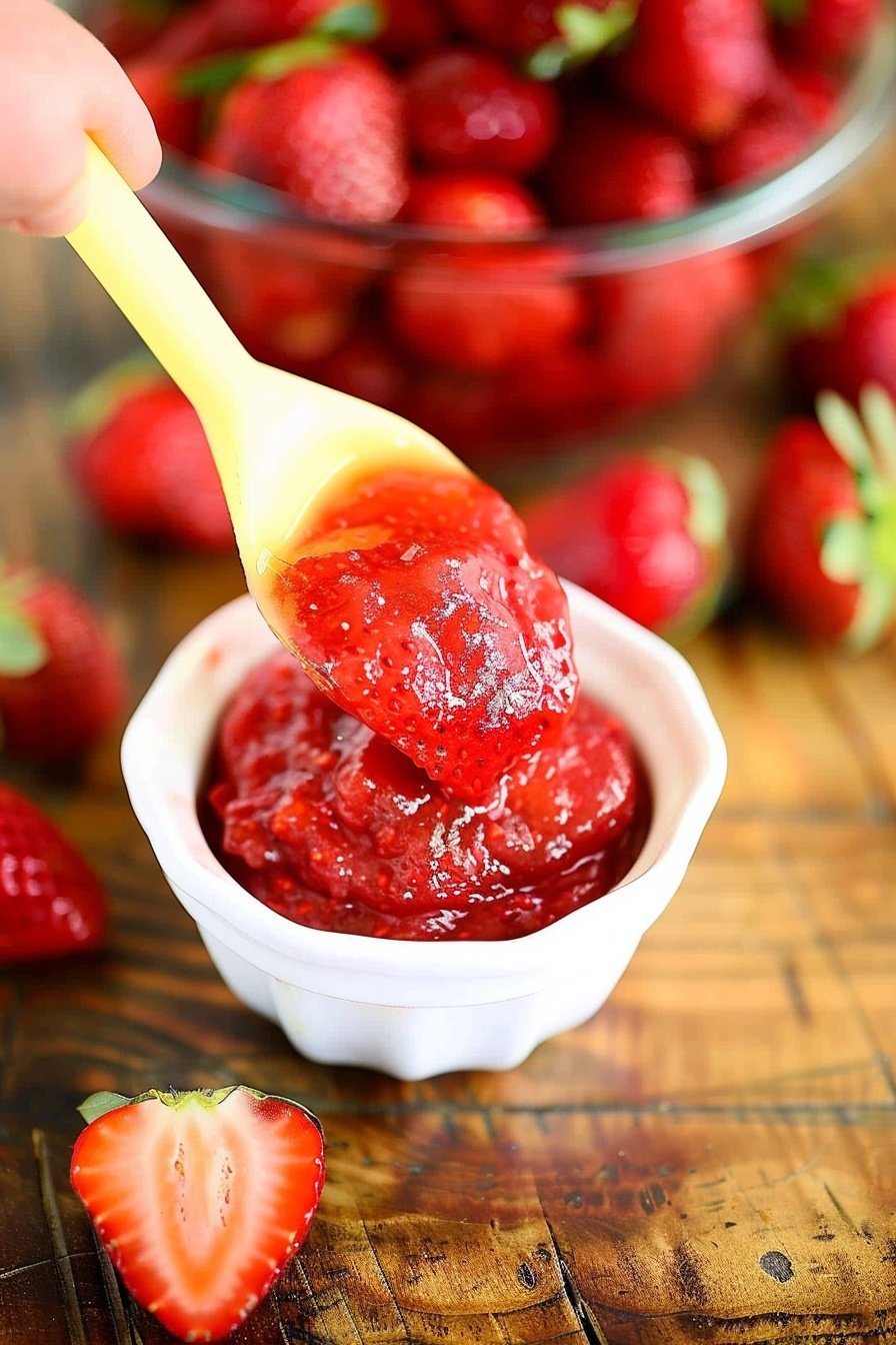 Fresh Strawberry Topping: Sun-kissed berry perfection.