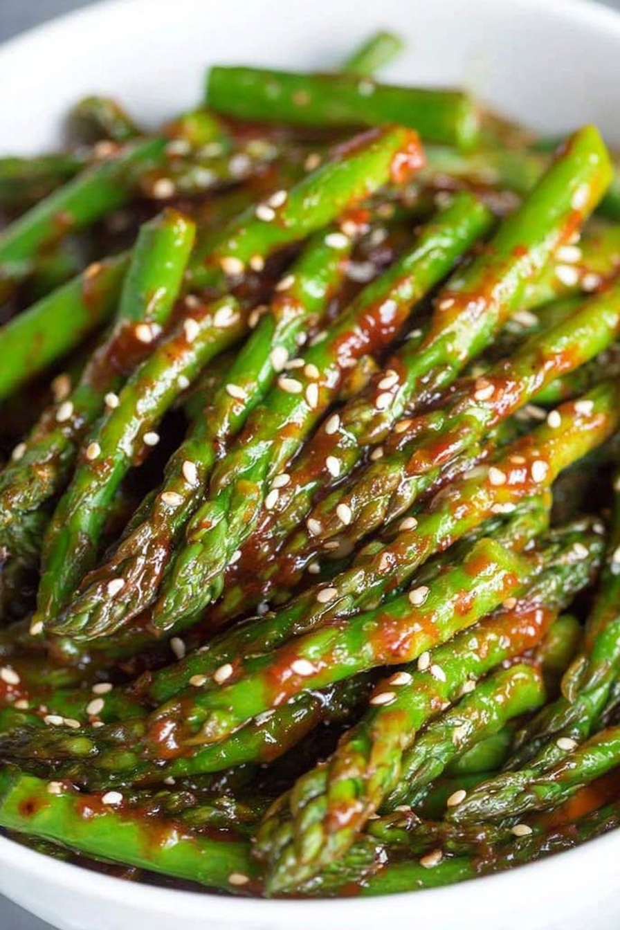 Gochujang Glazed Asparagus: Irresistibly rich and creamy