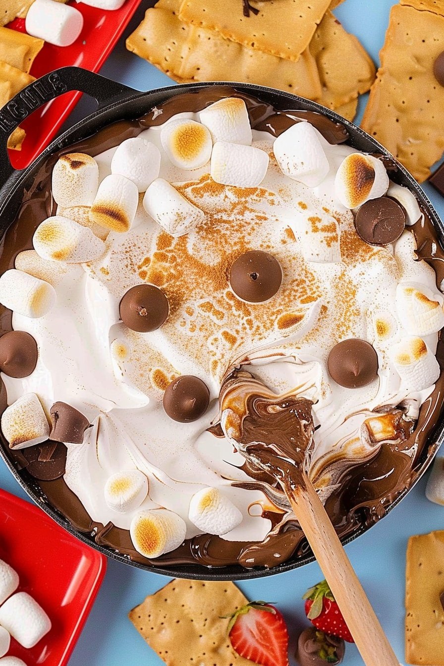 Gooey Chocolate Marshmallow Dip: Warm, melty, chocolate perfection.