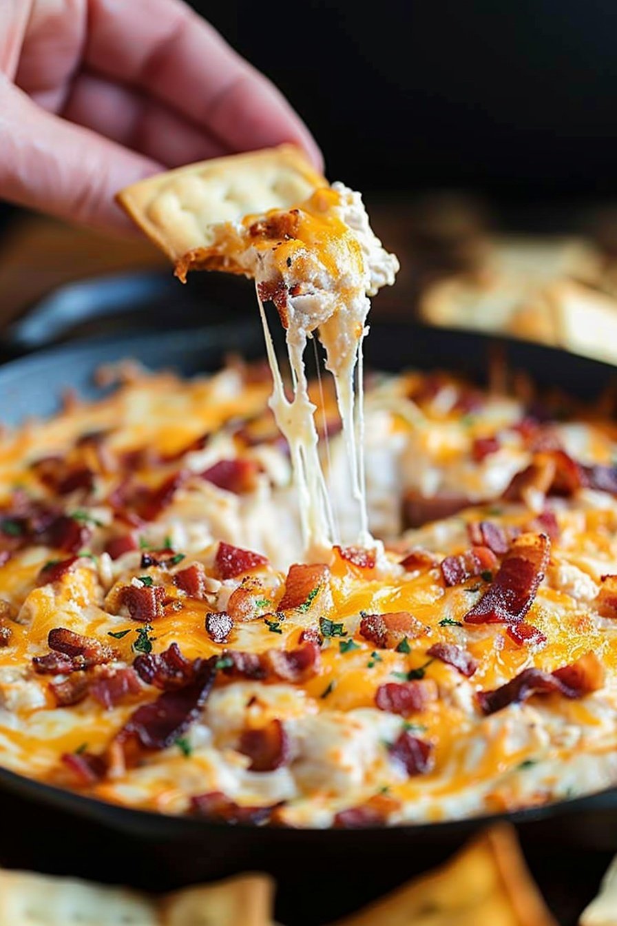 Hot Bacon Chicken Dip: Creamy, smoky, irresistible bliss.