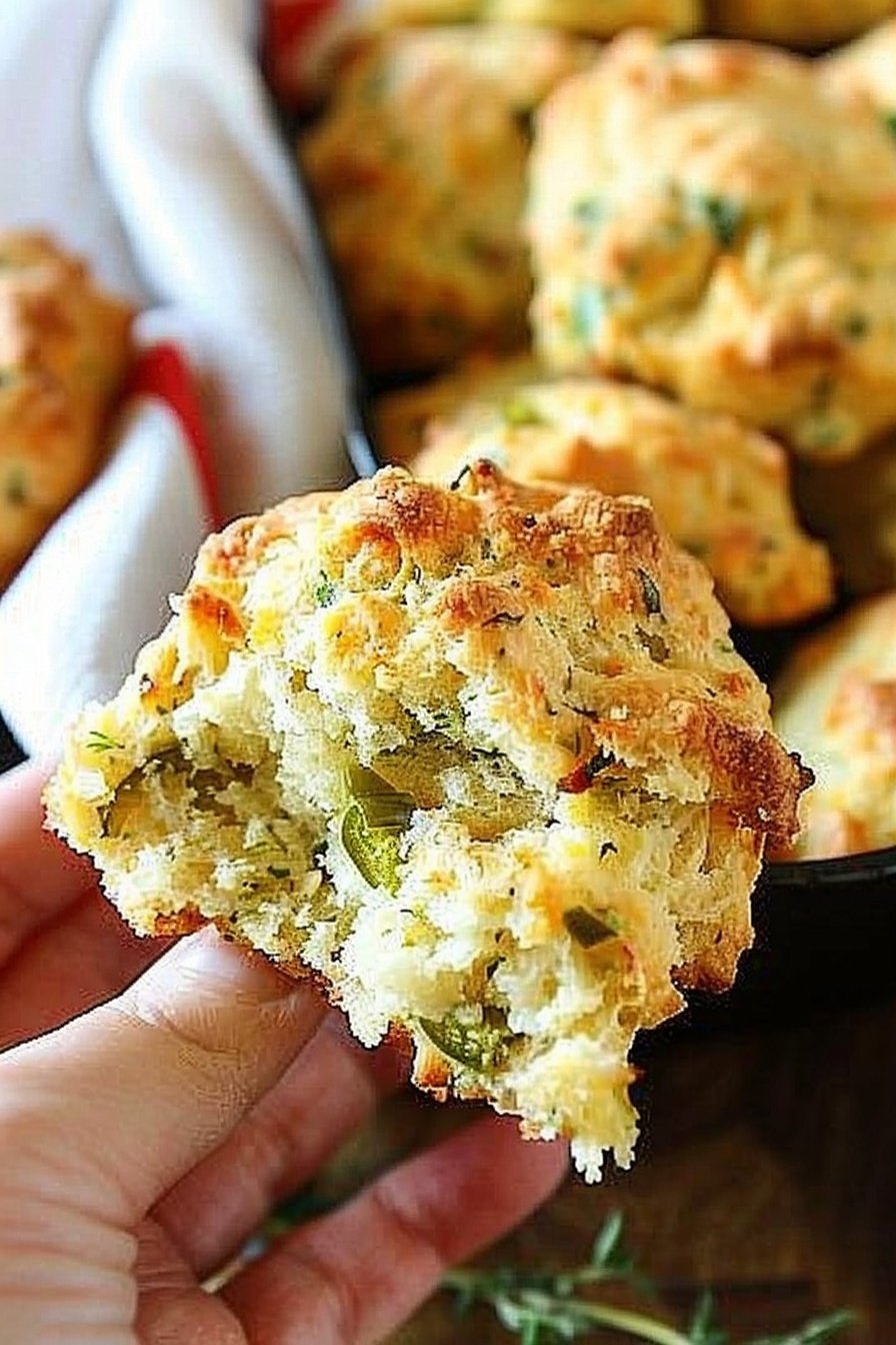 Jalapeño Cheddar Drop Biscuits: Spicy, cheesy, irresistible pillows.