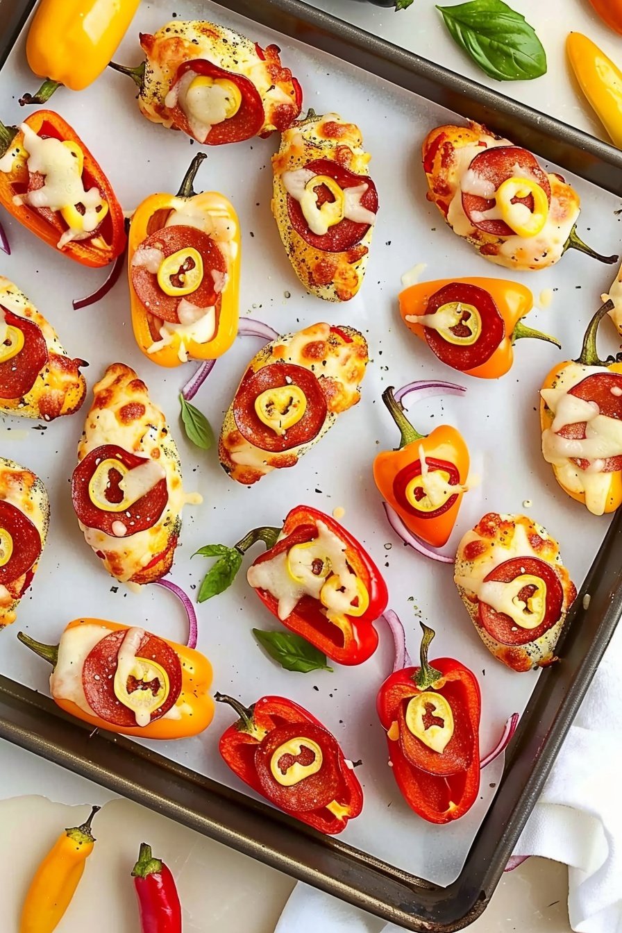 Mini Pepper Pizza Poppers: Bite-sized flavor explosions.