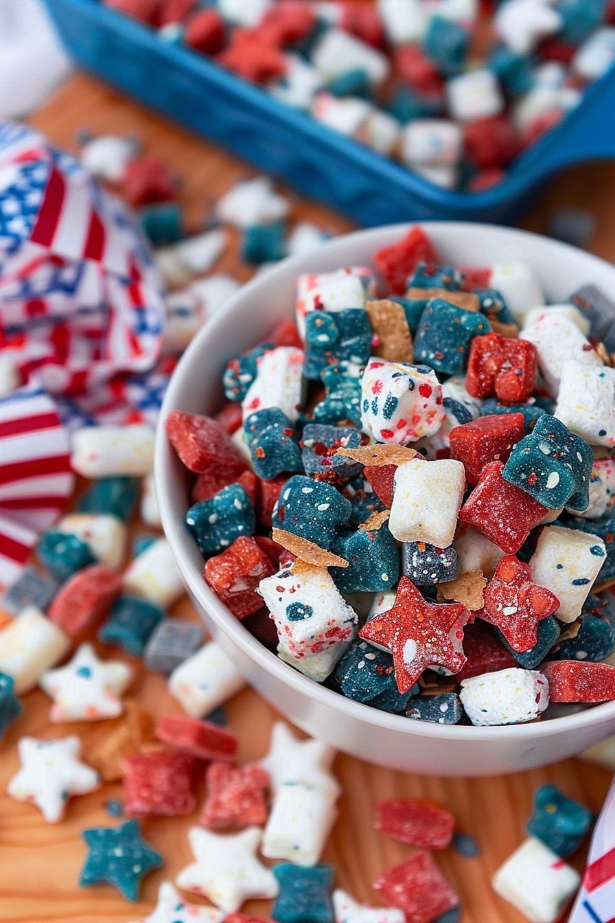 Patriotic Party Mix: Stars and Stripes Snacking