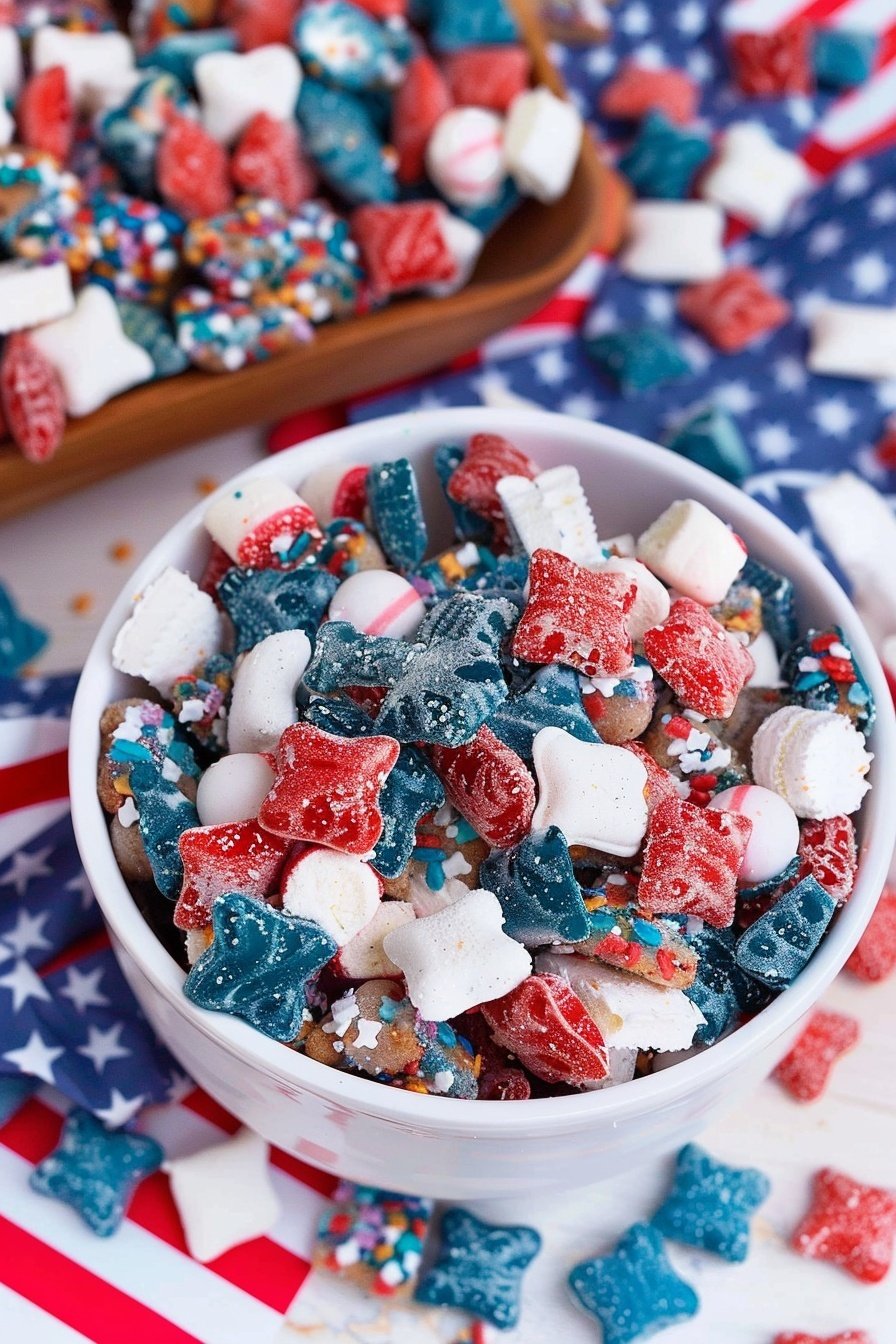 Patriotic Party Mix: Stars and Stripes Snacking