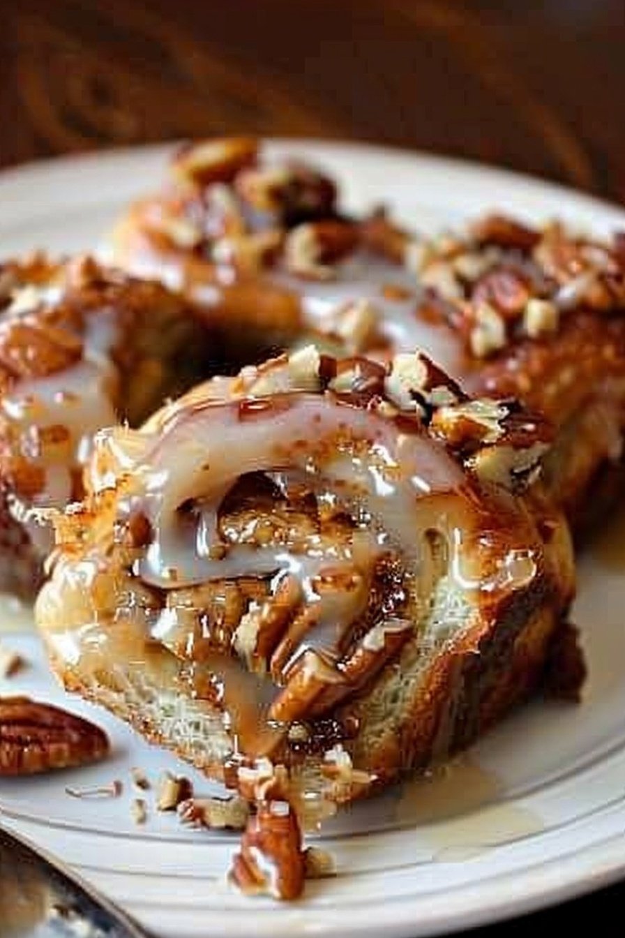 Pecan Caramel Swirl Buns: Gooey, nutty perfection awaits.