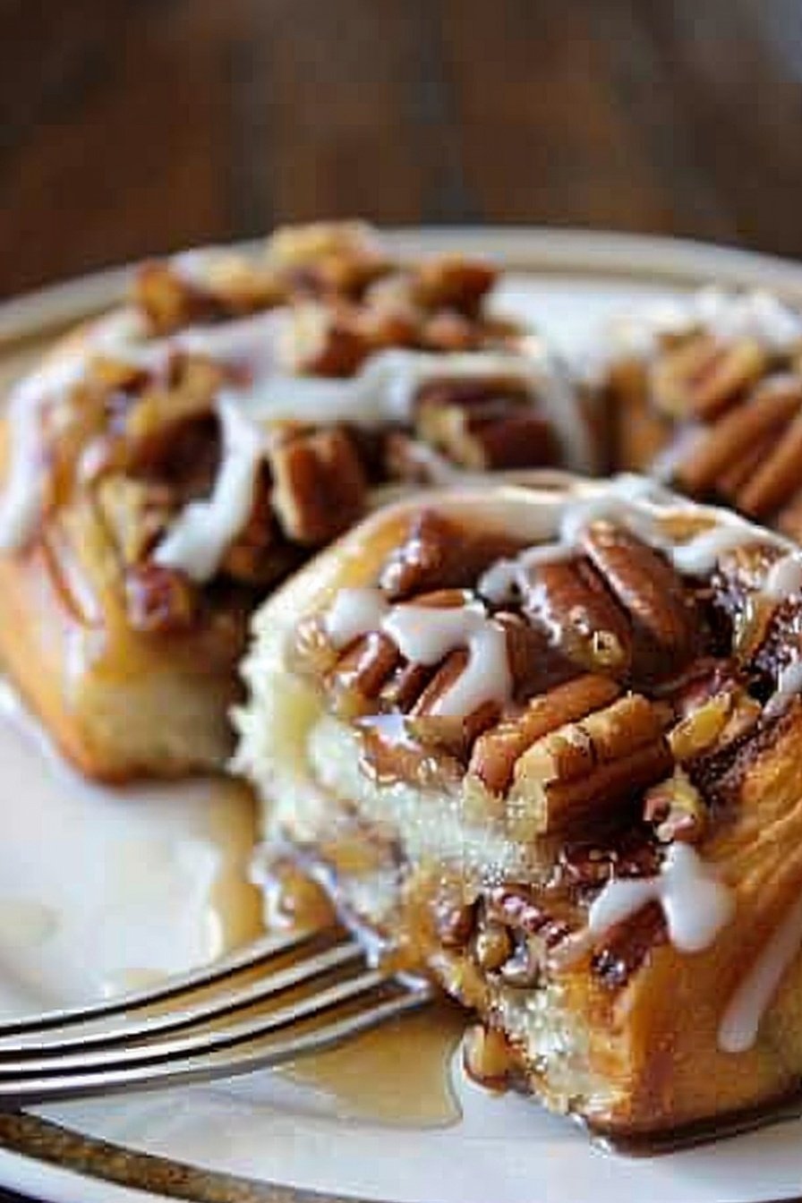 Pecan Caramel Swirl Buns: Gooey, nutty perfection awaits.