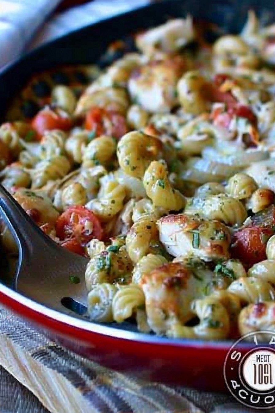Pesto Chicken Skillet Dinner: Creamy, Herby, and Heavenly.