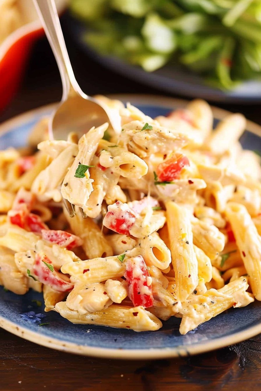 Quick Chicken Pasta Dinner: Creamy, savory, and satisfying.