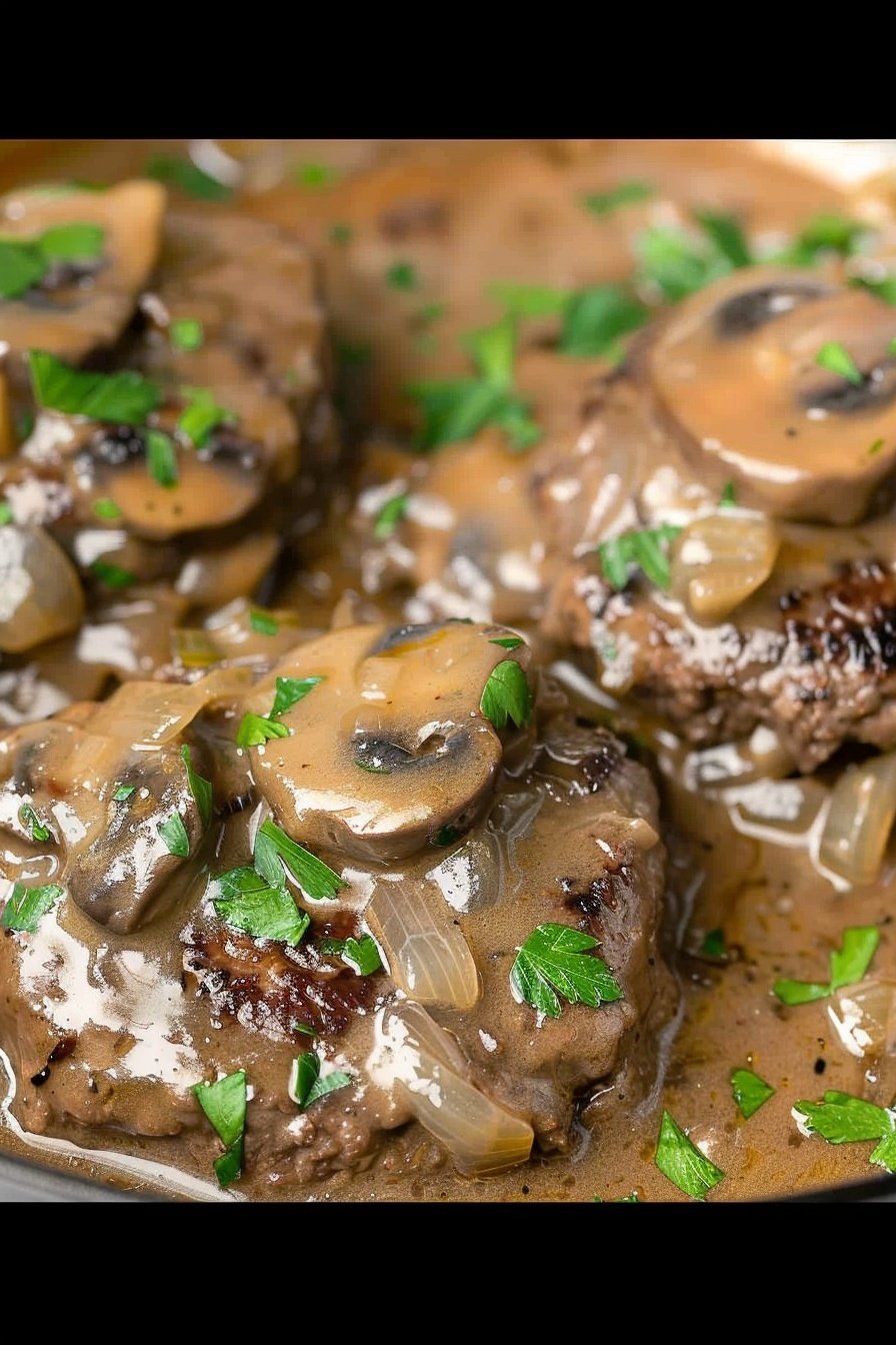 Salisbury Steak Delight: Savory Gravy-Smothered Perfection