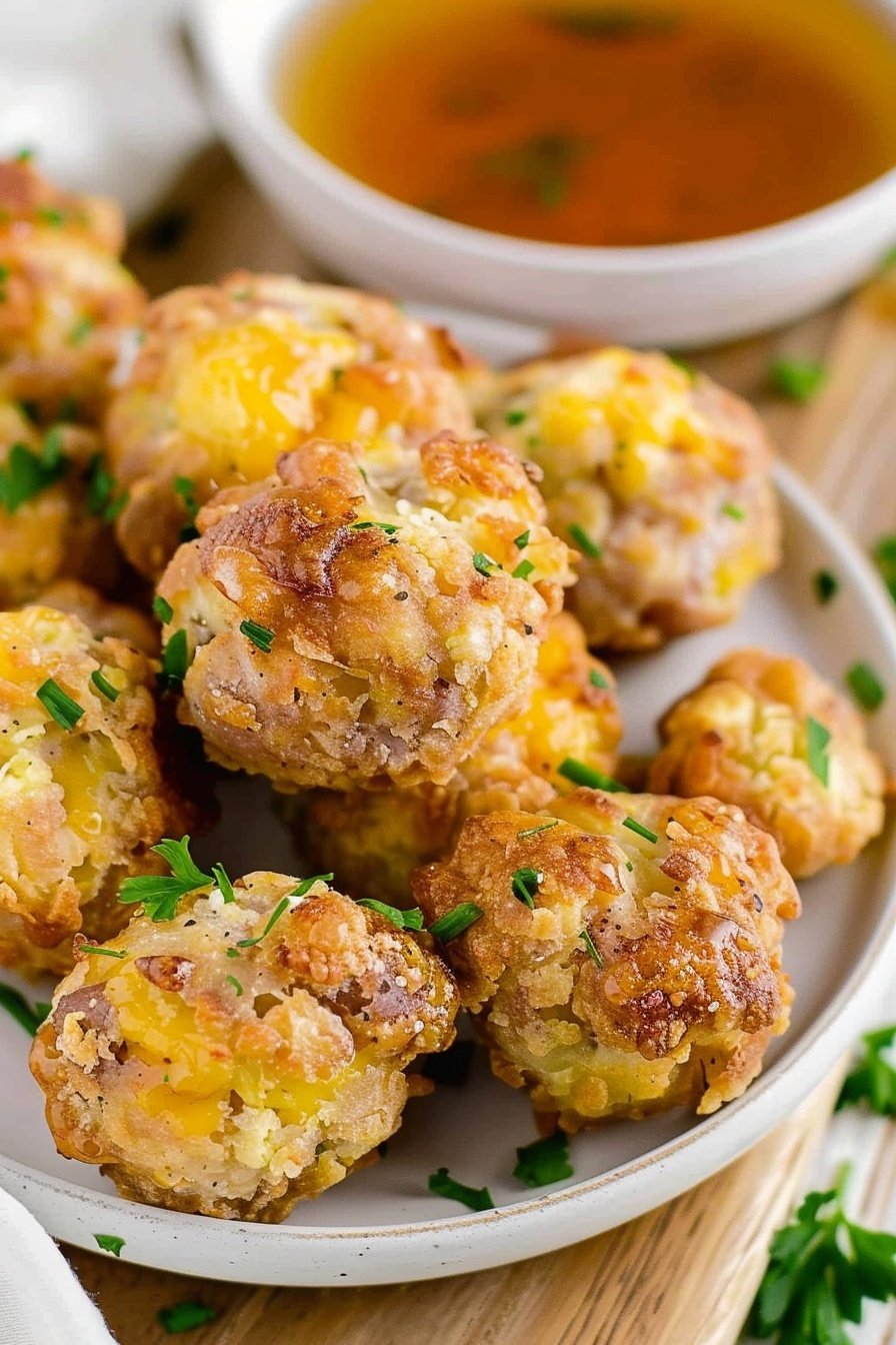 Savory Breakfast Poppers: Crispy, cheesy morning bites.