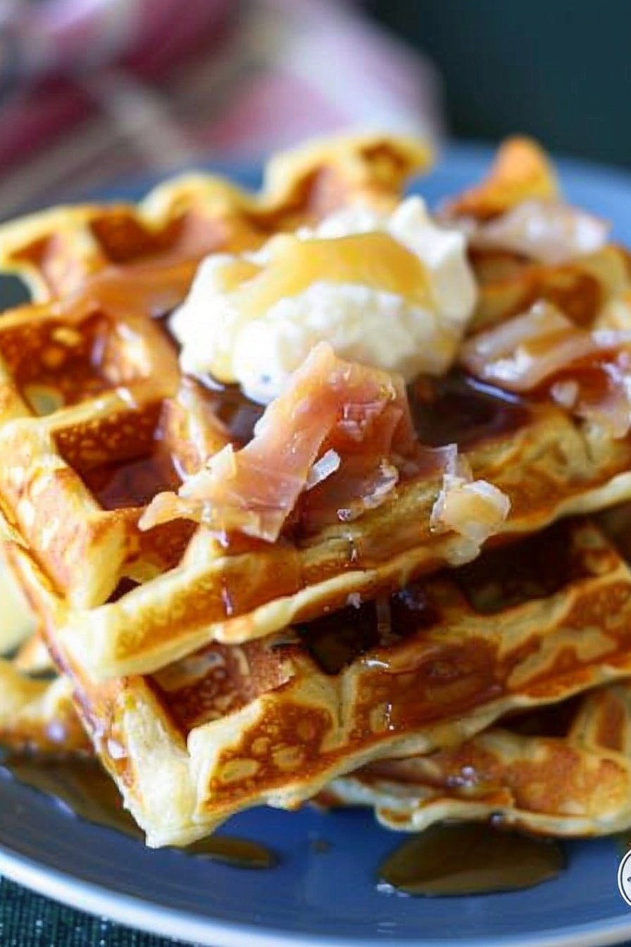 Savory Breakfast Waffles: Crispy, cheesy, savory perfection.