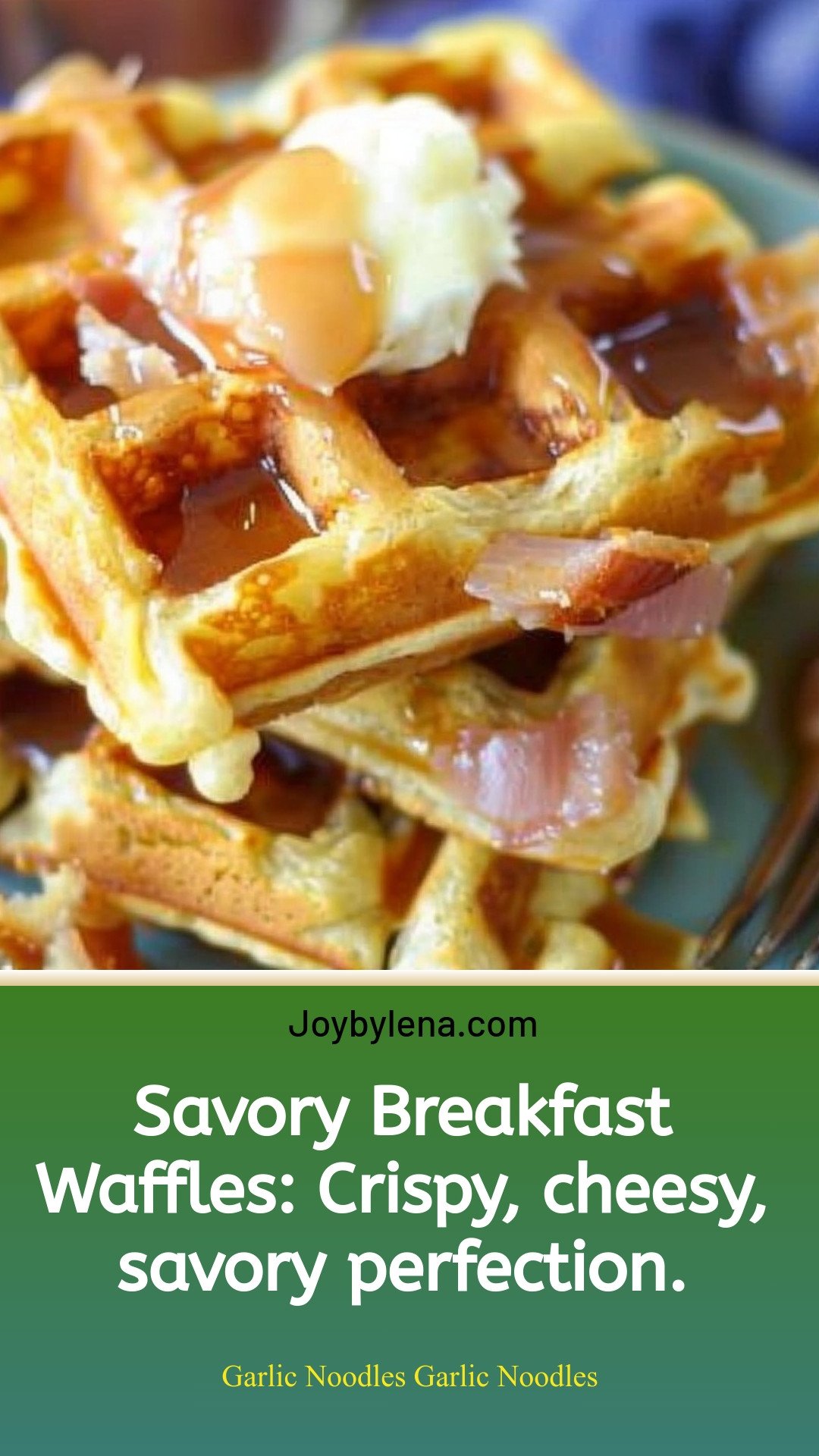 Savory Breakfast Waffles: Crispy, cheesy, savory perfection.