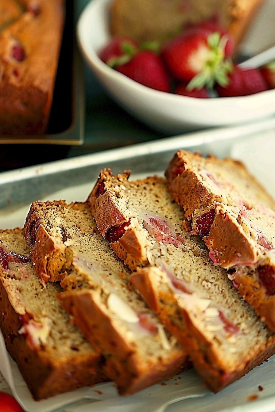 Simple Strawberry Loaf: Moist, berry-studded perfection.