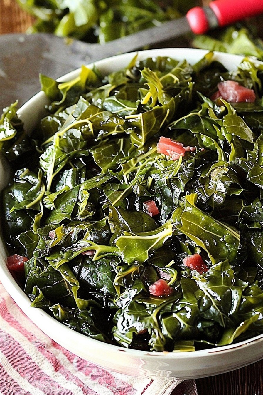 Slow Simmered Potlikker Greens: Potlikker-soaked savory greens