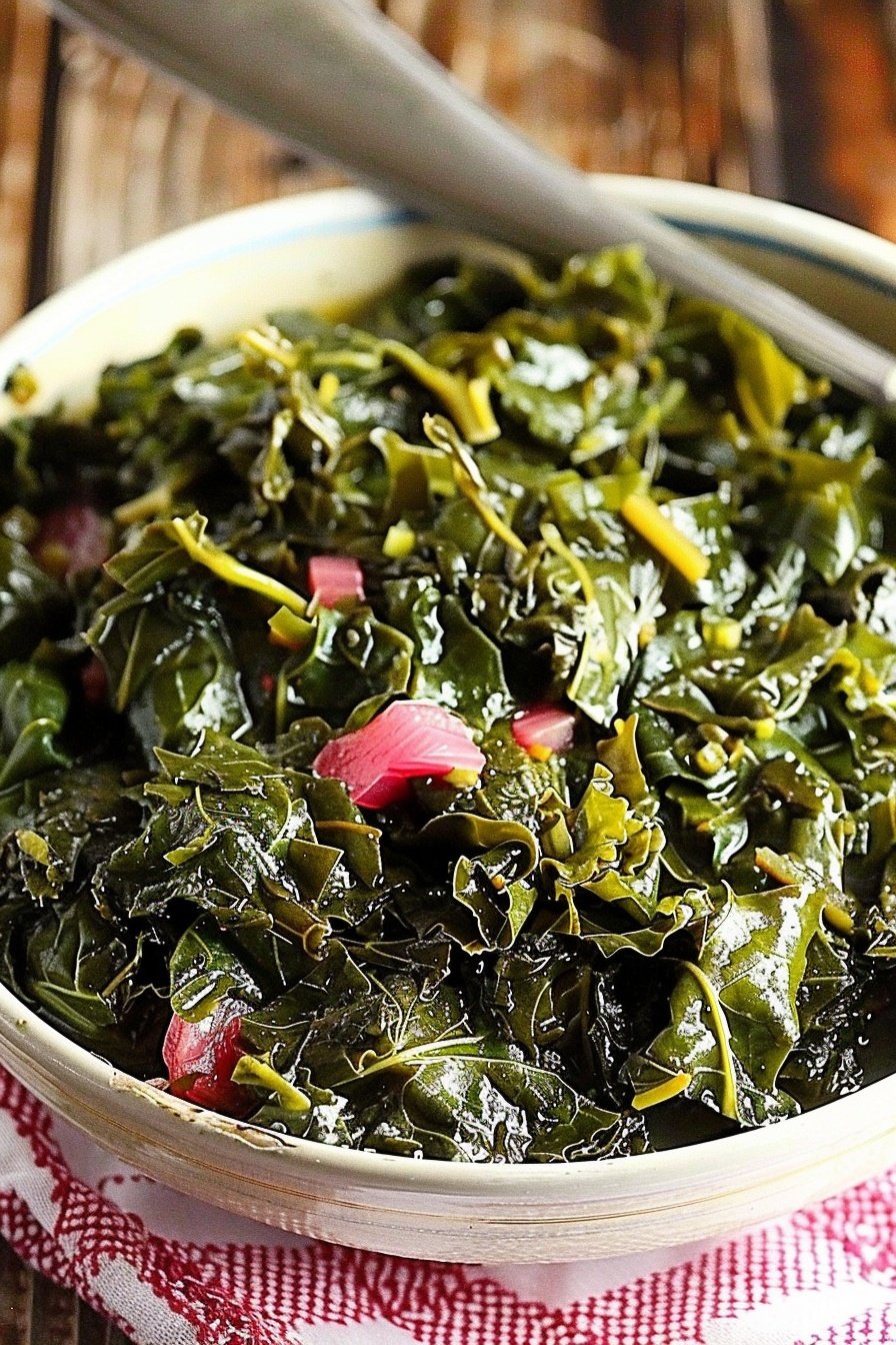 Slow Simmered Potlikker Greens: Potlikker-soaked savory greens