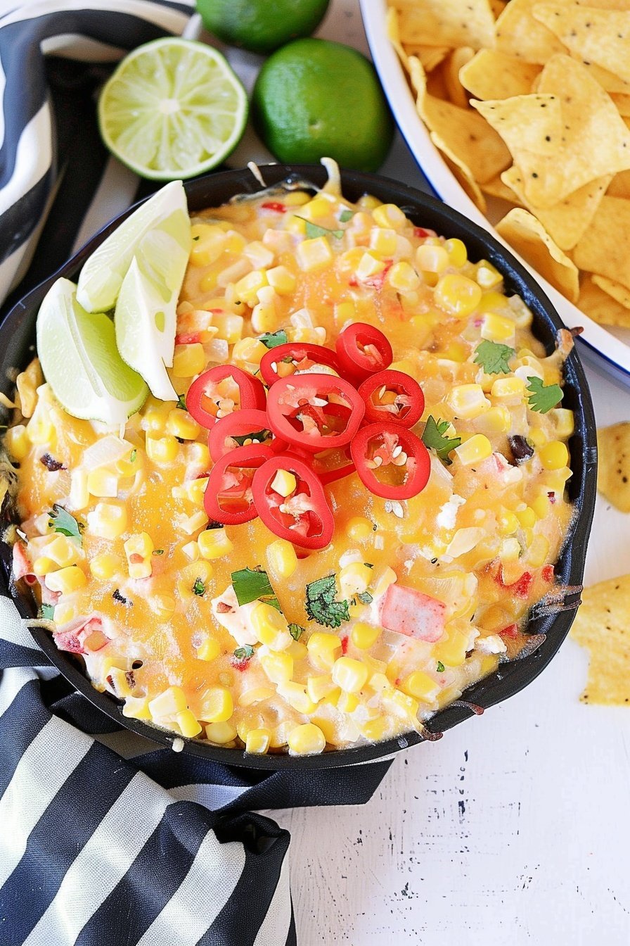 Spicy Cheesy Corn Dip: Creamy, spicy, cheesy perfection.