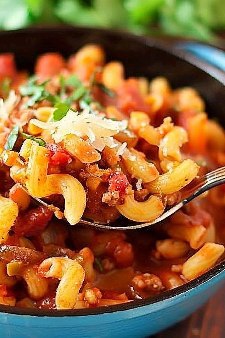 Spicy Pasta Skillet: Fiery, cheesy, irresistible perfection.