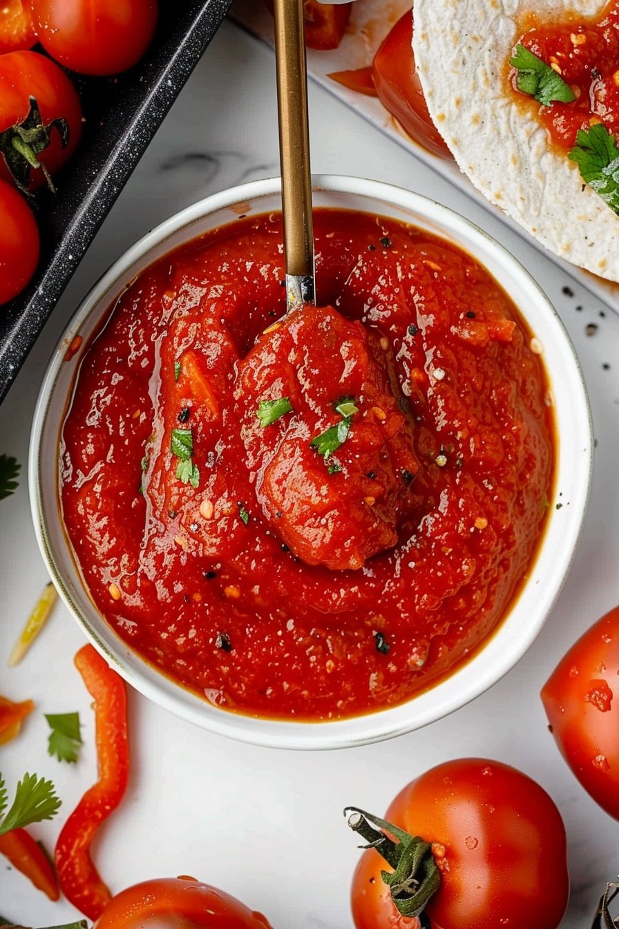 Spicy Tomato Salsa: Fiery, tangy tomato bliss.