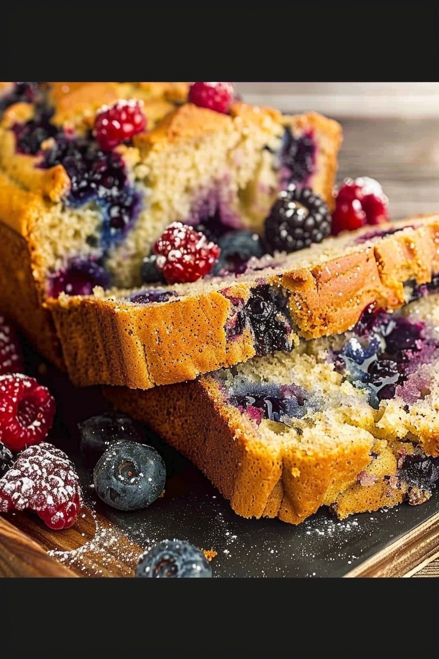 Summer Berry Loaf: Juicy berry-studded perfection.