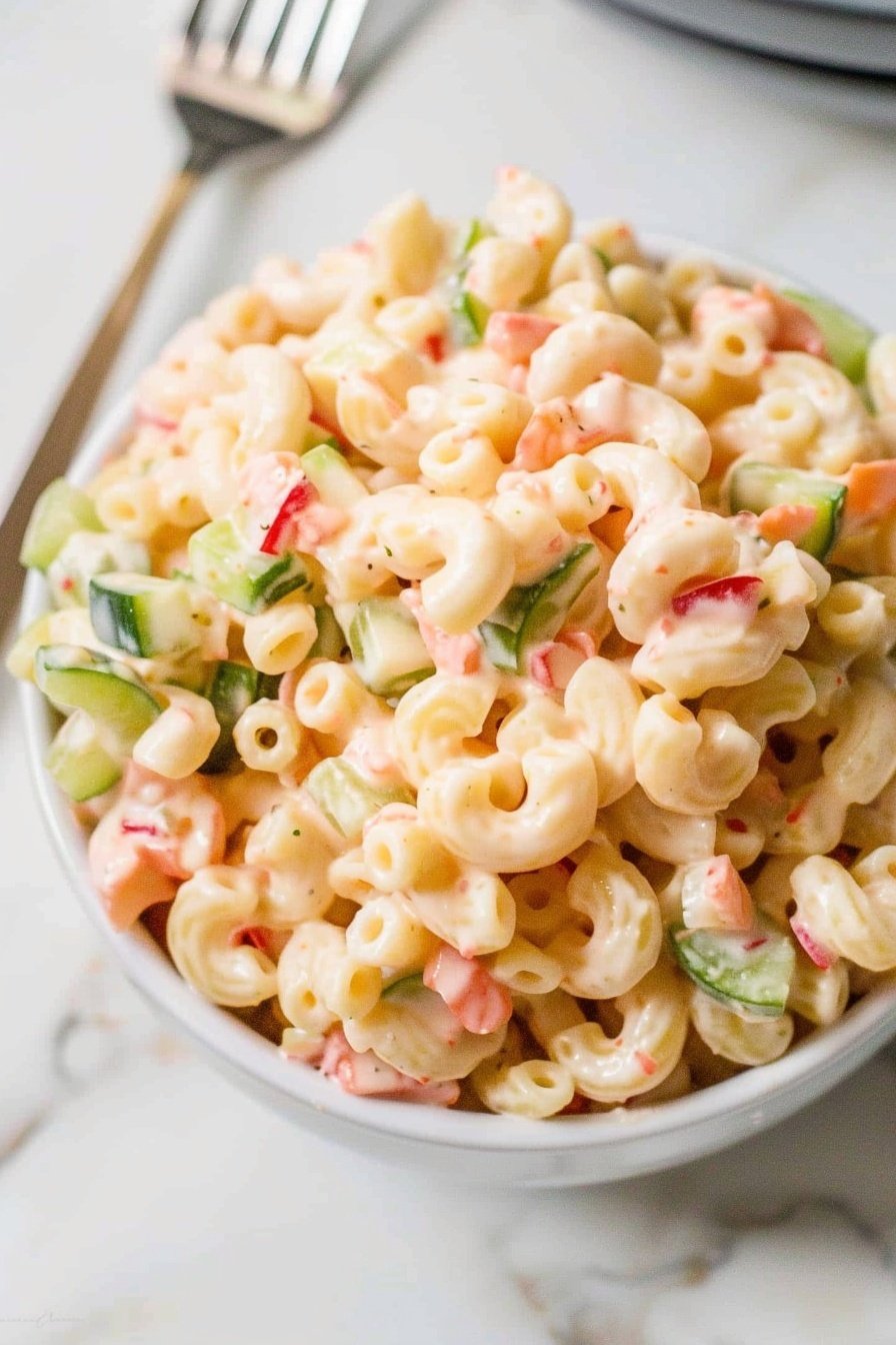 Summer Picnic Macaroni Salad: Creamy, tangy, and irresistible.