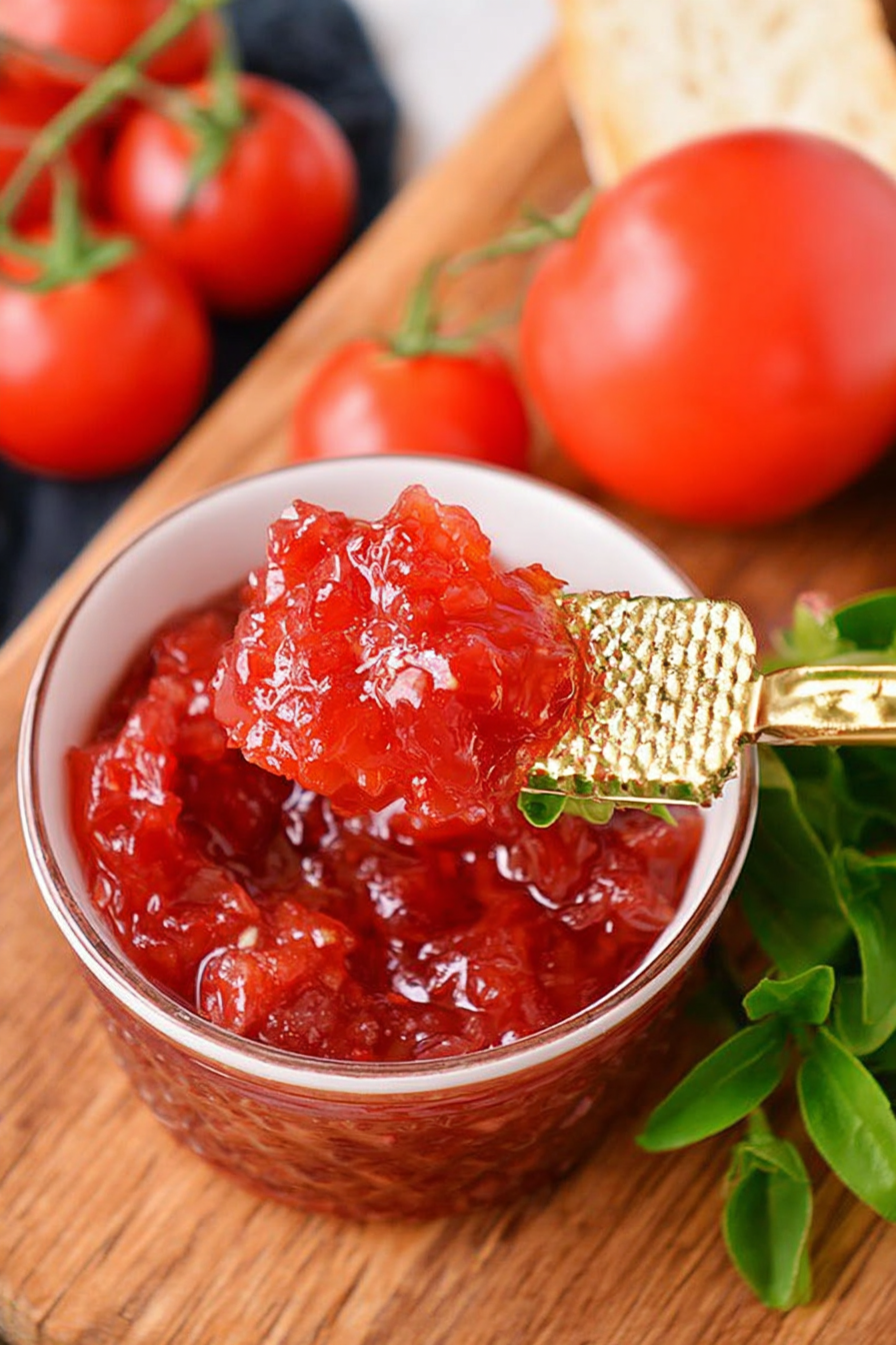 Tangy Tomato Preserve: Savory, slow-cooked perfection.