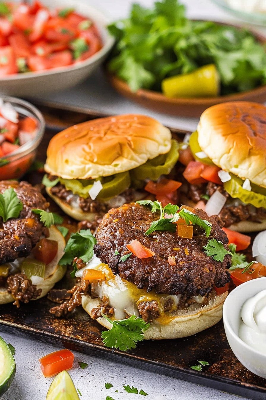 Tex-Mex Beef Patties: Spicy, cheesy, savory perfection.