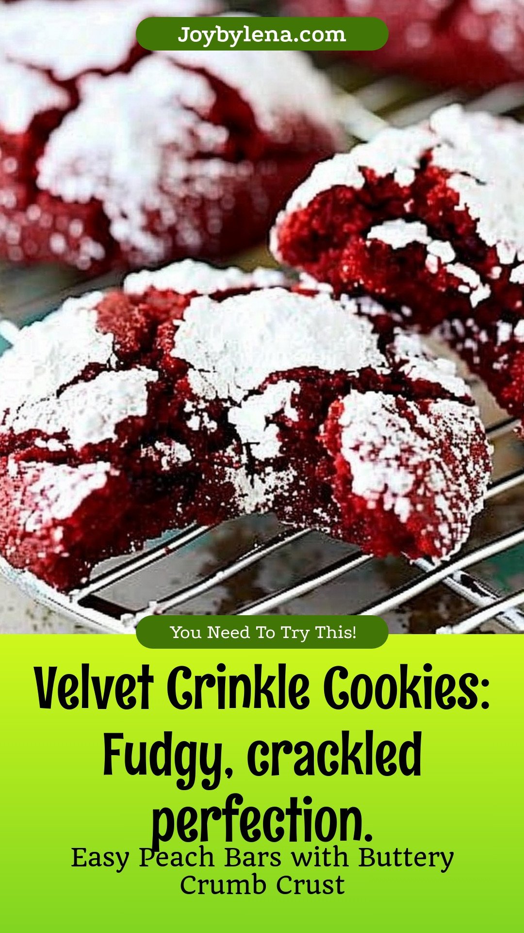 Velvet Crinkle Cookies: Fudgy, crackled perfection.