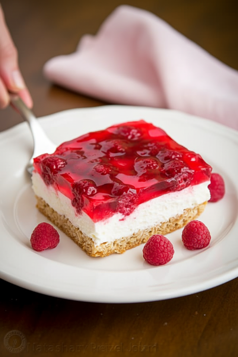 Raspberry Pretzel Jello