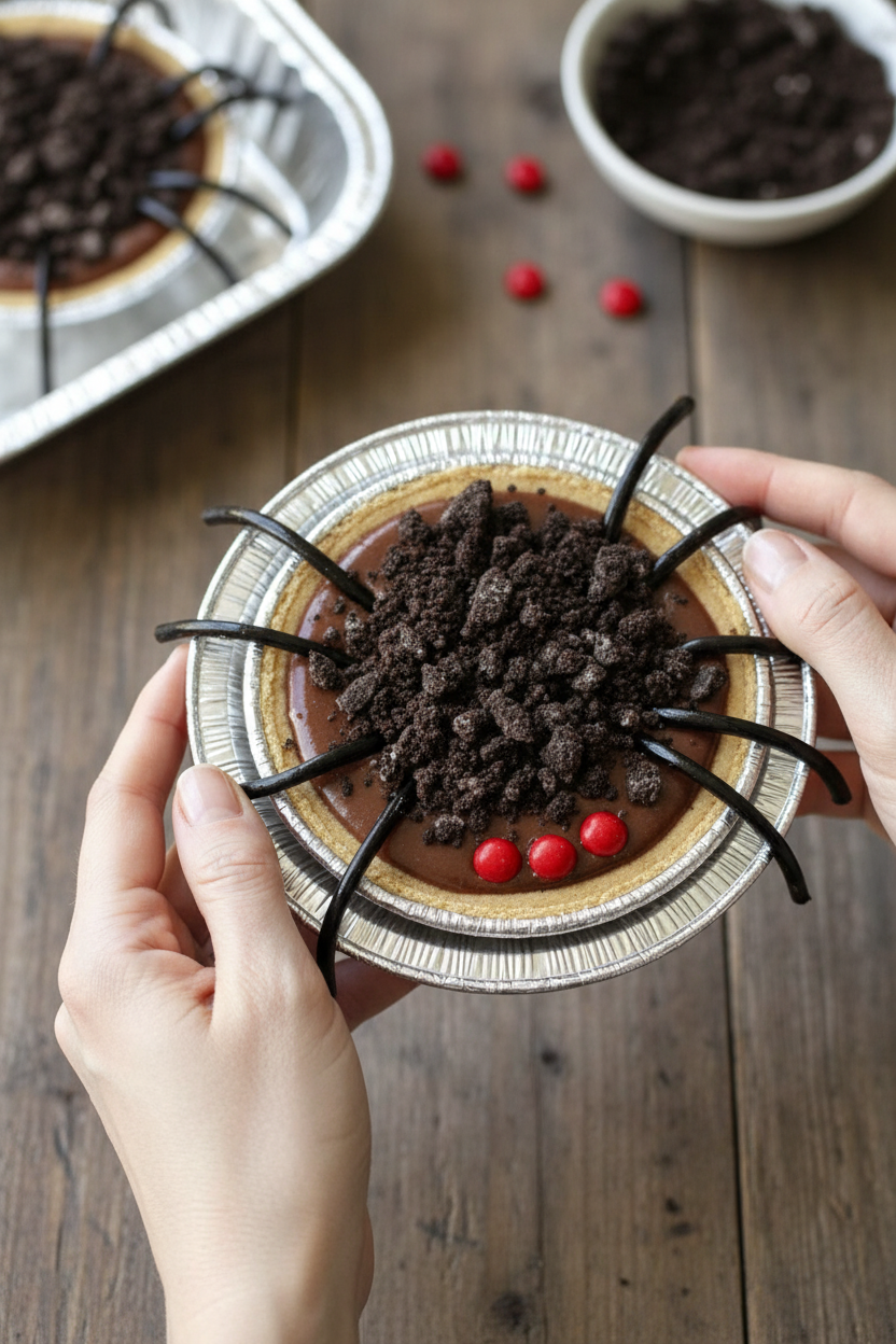 Chocolate Pudding Pie Spiders