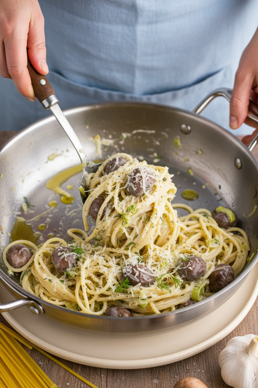 Creamy Mushroom and Leek Pasta Recipe