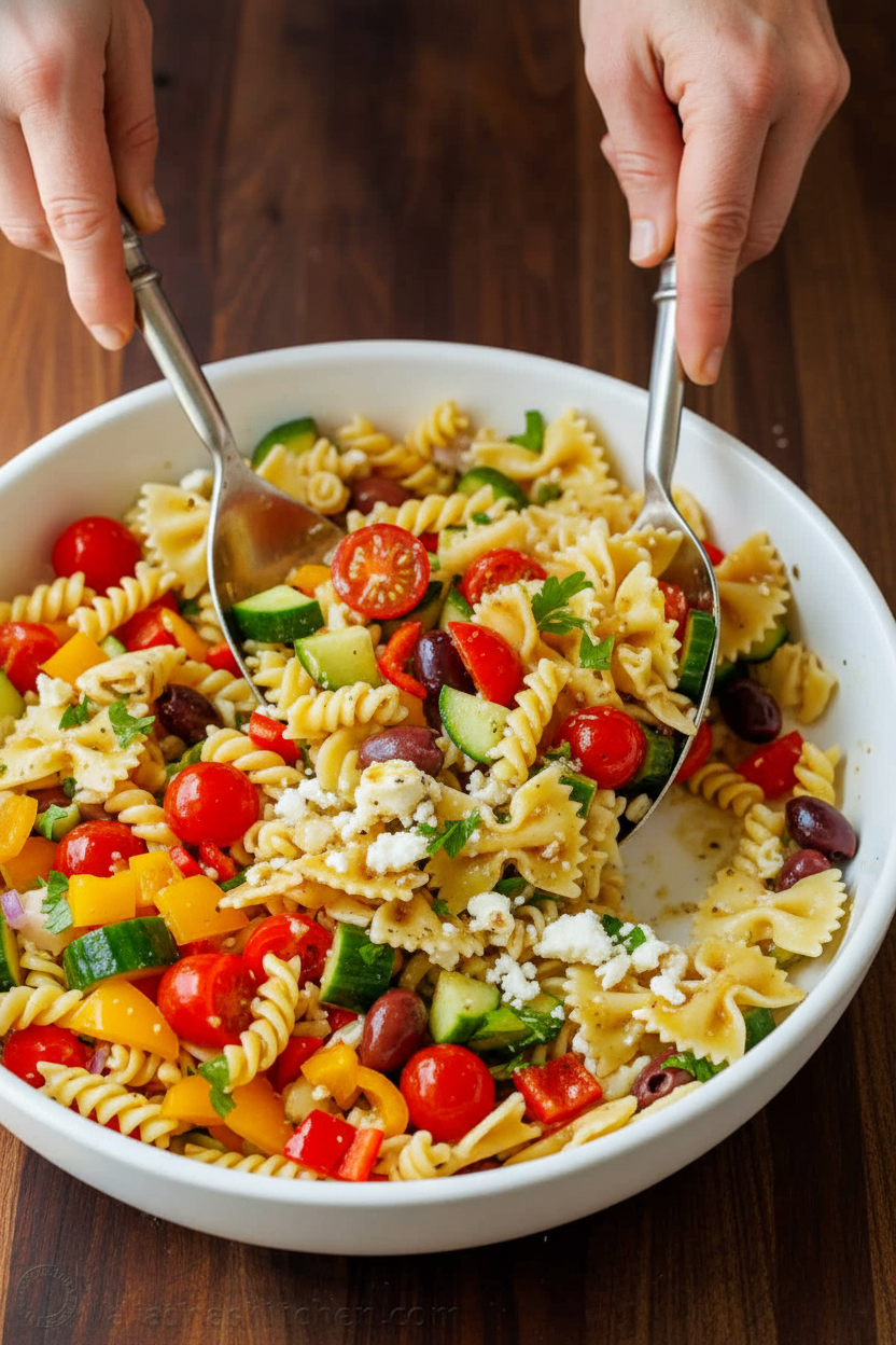 Greek Pasta Salad Recipe (VIDEO)