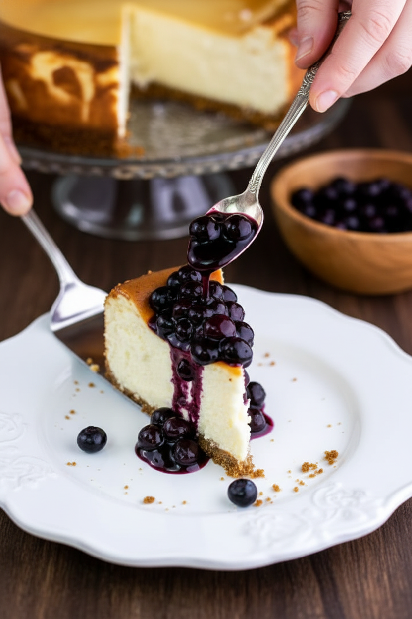 Easy Cheesecake with Blueberry Topping (No Water Bath)