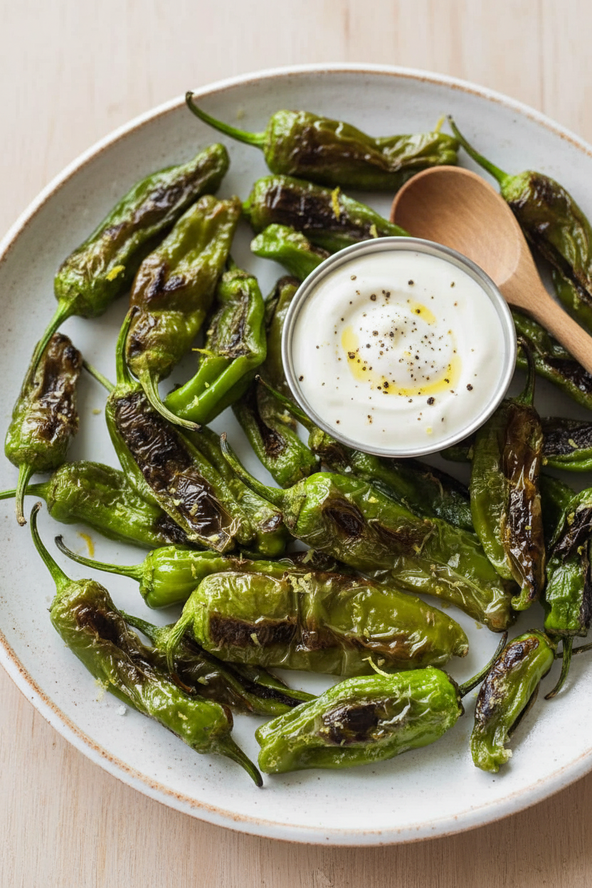Blistered Shishito Peppers With Best Dipping Sauce