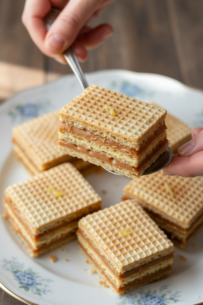 Ukrainian Waffle Cake with Dulce de Leche