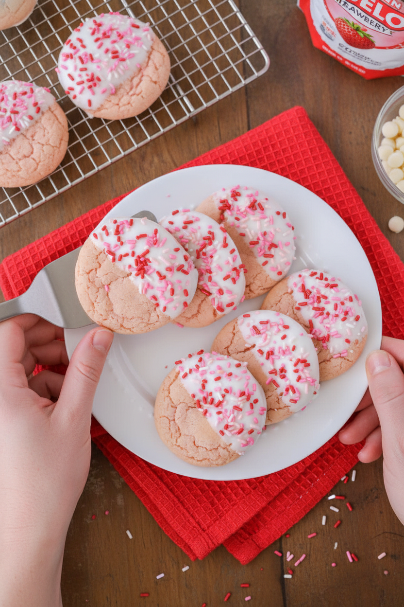 White Chocolate Dipped Strawberry Cookies
