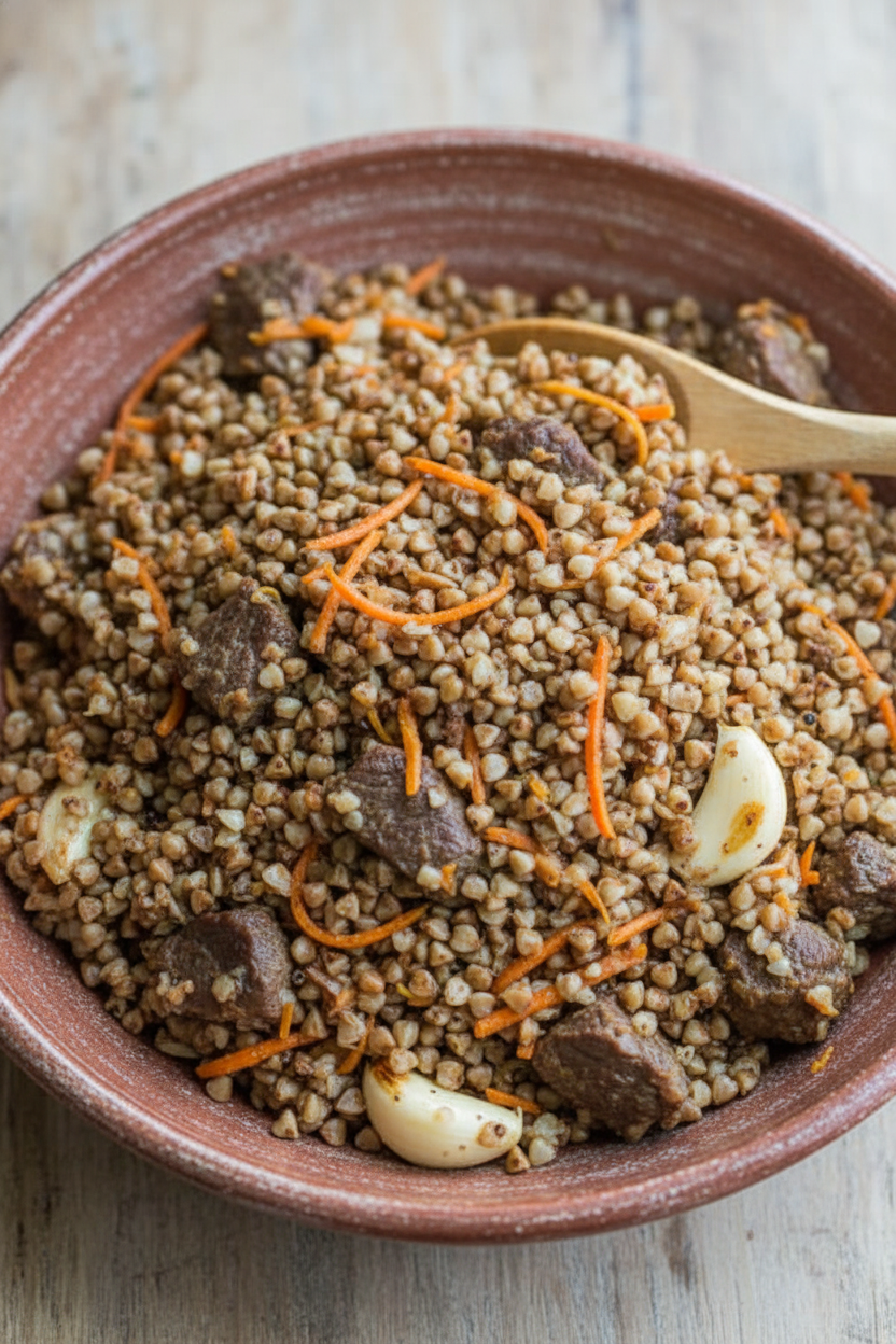 Buckwheat and Beef Pilaf (Plov)