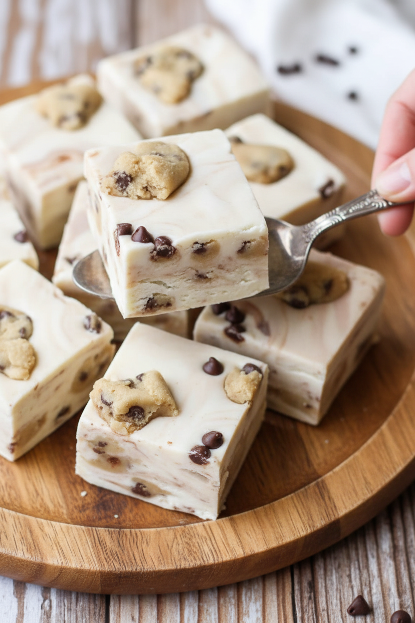 White Chocolate Cookie Dough Fudge
