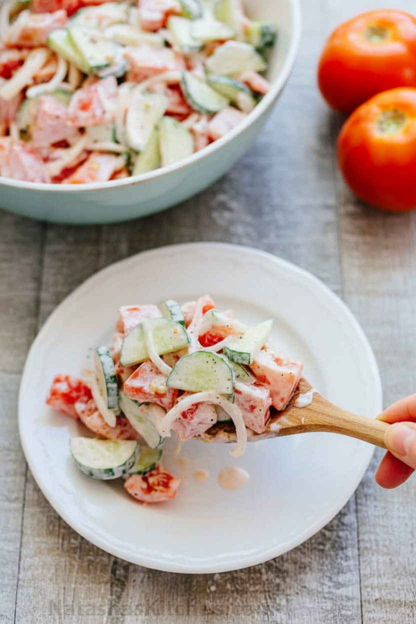 Creamy Cucumber and Tomato Salad