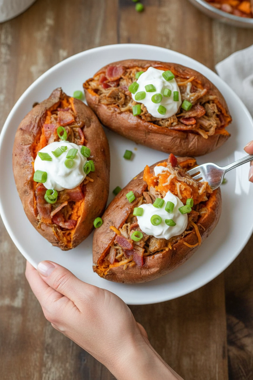 Pork Stuffed Sweet Potatoes