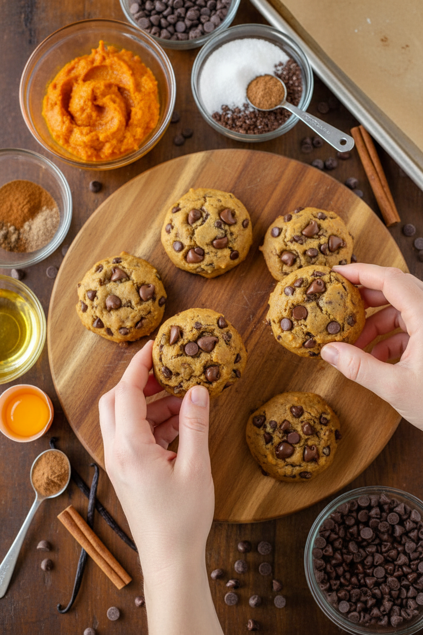 Mini Pumpkin Chocolate Chip Cookies