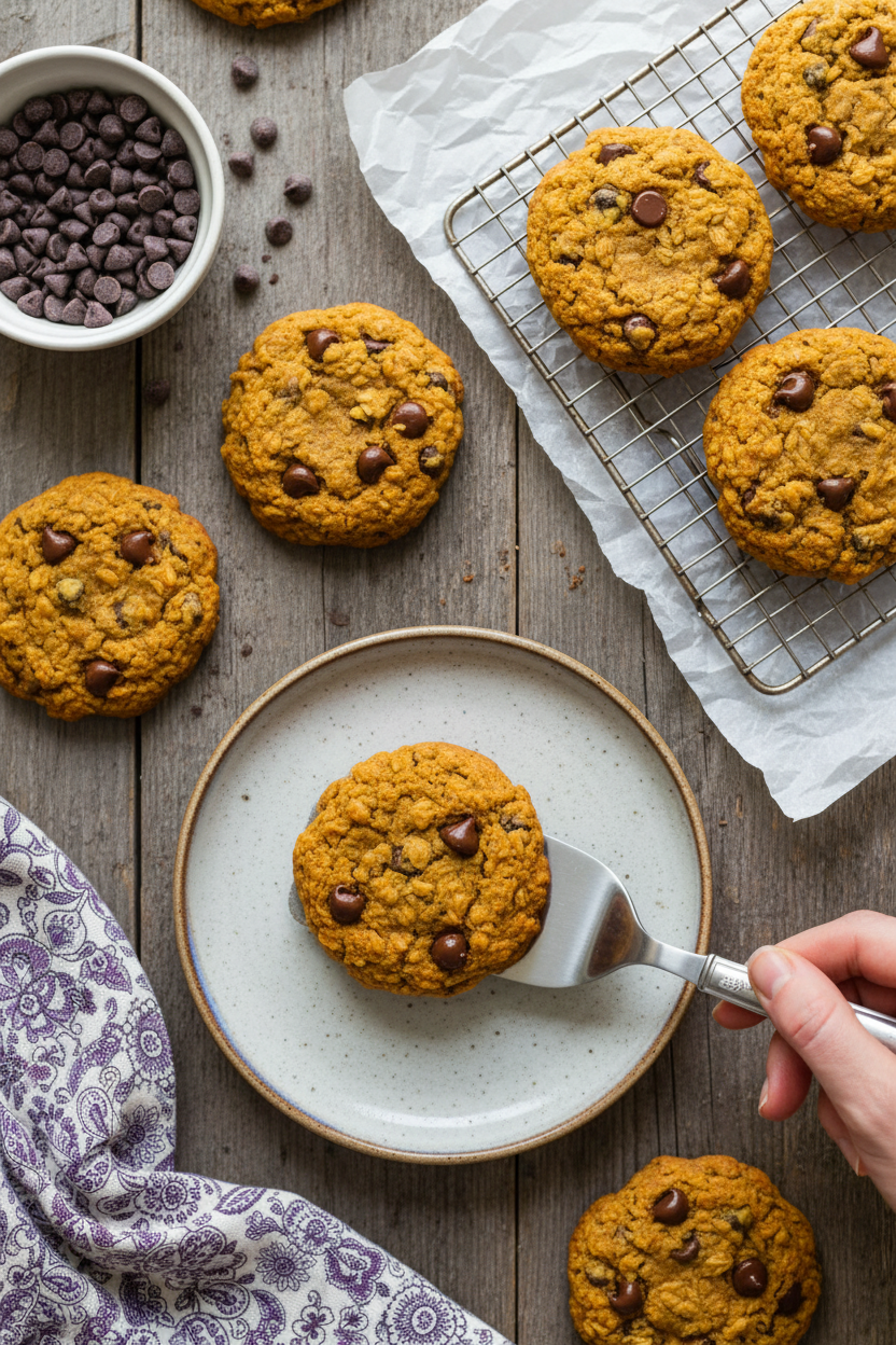 Pumpkin Oatmeal Chocolate Chip Cookies